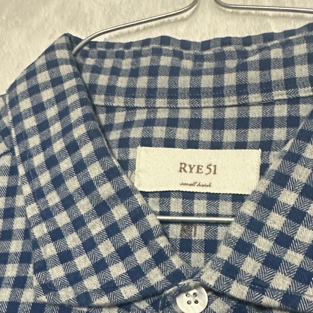Men's Blue and White Gingham Shirt